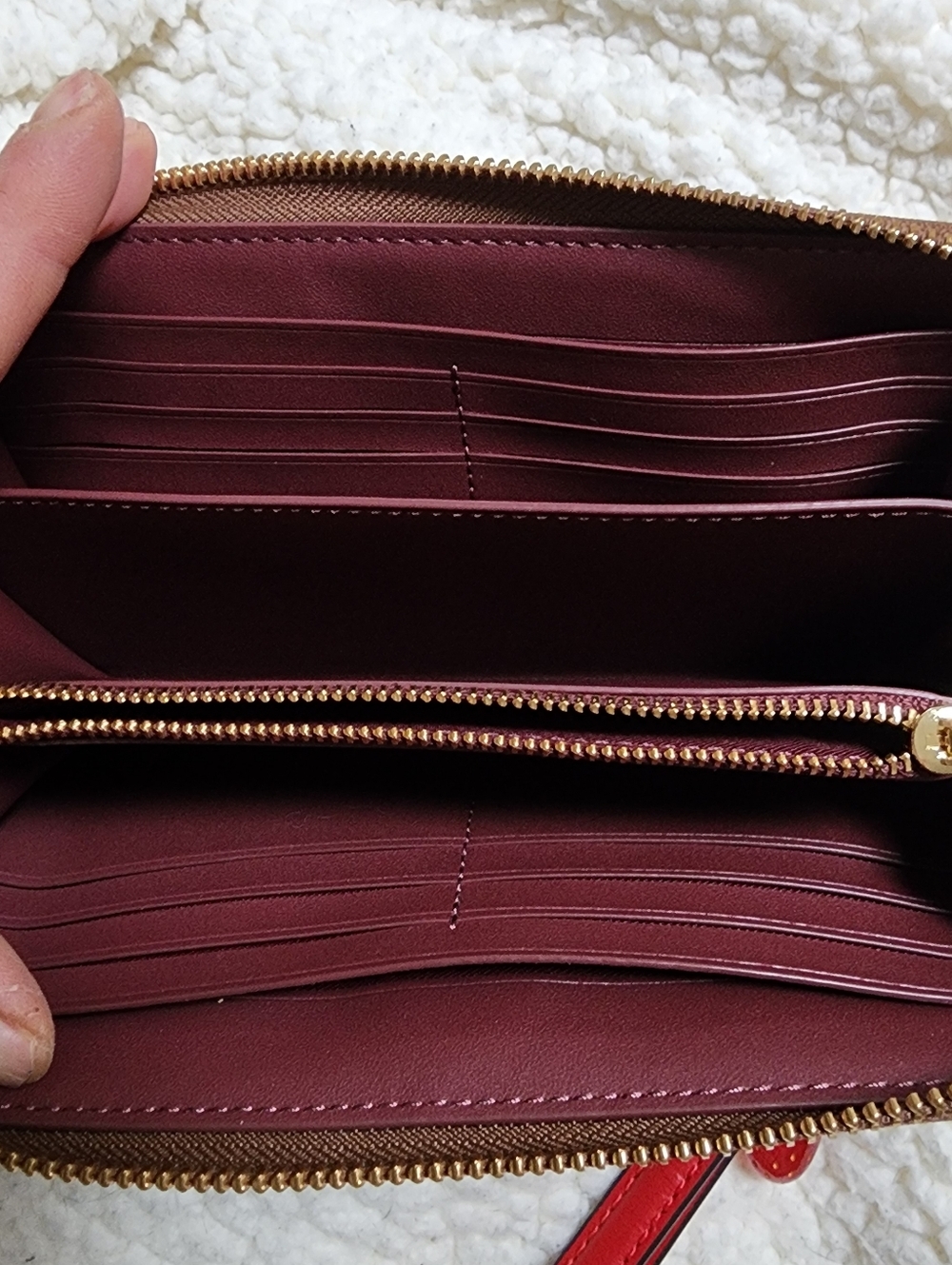 Coach Signature Canvas Zip Wallet in Brown - Picture 10 of 16